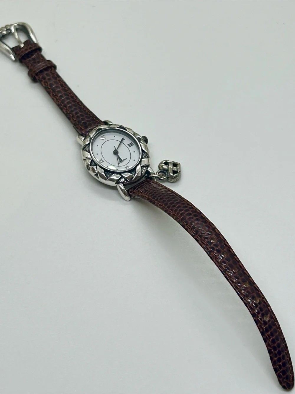 Brighton Vintage Carmel Women’s Quartz Watch Brown Leather Strap Heart Toggle